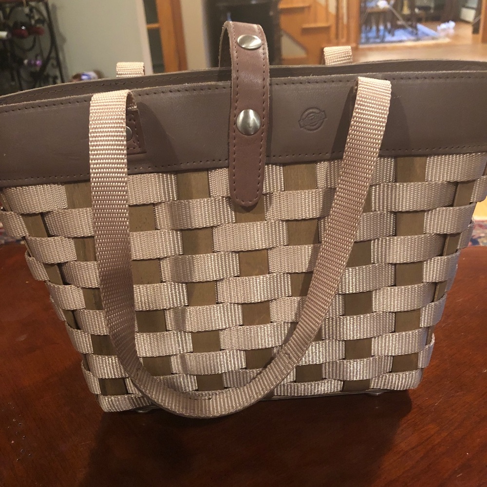 Longaberger Napa Stripe Leather Trim Purse